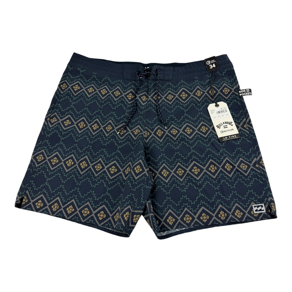 Billabong Mens Good Times Lo Tide Boardshorts Navy Geometric Floral Size 34 NEW